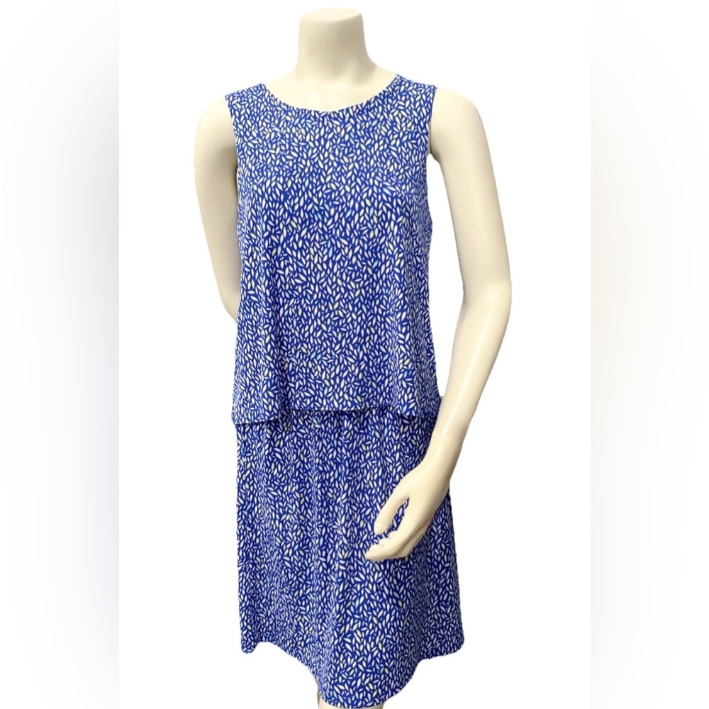 Hatley Blue Sleeveless Dress Leaf Print Tie Back Women’s Small